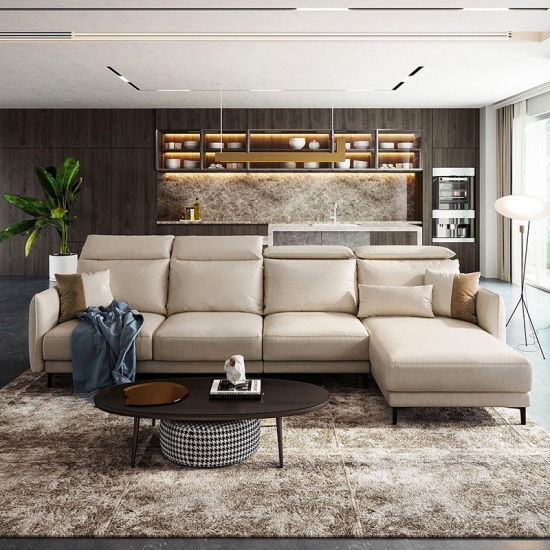 Modern Living Tv Room Cushion Leather Furniture Grey Fabric Sofa Set ...