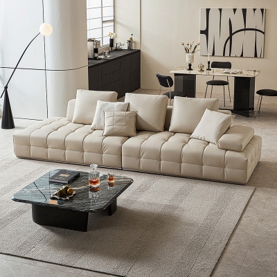 Upholstered Leather Living Room Sofa