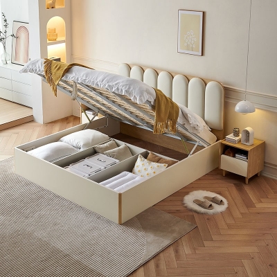 White Color King Size Leather Bed